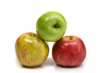 Gala and Granny SMith apples isolated on white