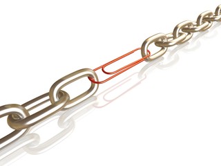 Fototapeta premium Paperclip in chain