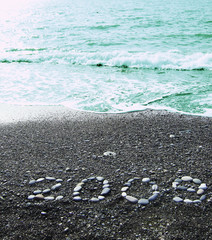 2009 from pebbles on a beach