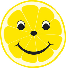 Zitronenscheibe mit lachendem Gesicht