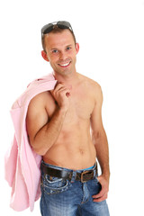 Fototapeta premium Man with bare chest isolated on white