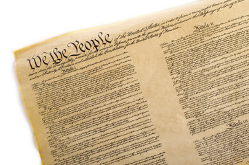 A copy of the United States Constitution on a white background