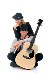 Handsome young male and female musicians,
