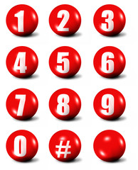 collection of numbers - red 3D spheres