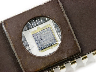 EPROM memory microchip with a transparent window
