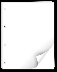 blank white paper with curl