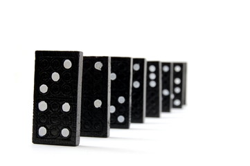 chain of dominoes isolated on a white background