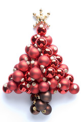 Christmas Tree Made From Red And Gold Baubles