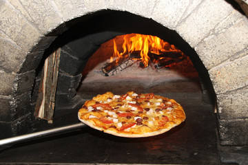 baking pizza