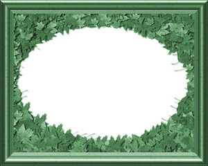 Oval Framed Spring / Summer Leafs Frame - isolated path
