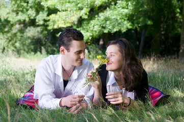 Young couple at park