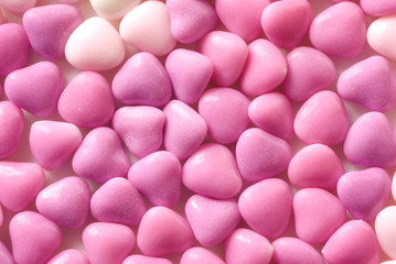 Macro of pink candy hearts