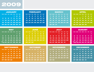 Colorful Calendar for 2009.
