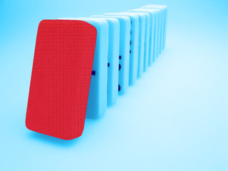 Red domino, dominos concept on light background, team