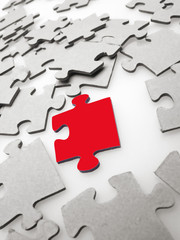 Jigsaw puzzle pieces on light background