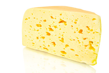 food. piece of cheese isolated on white