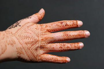 A hand painted with Henna