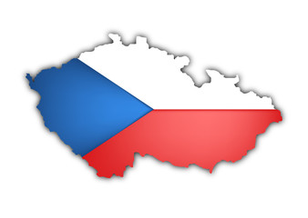 map and flag of czech republic on white background