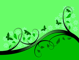 Green Abstract Floral Vector Background