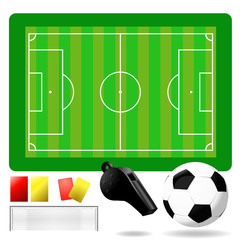soccer field, ball and objects vector