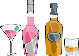 whiskey and cocktail