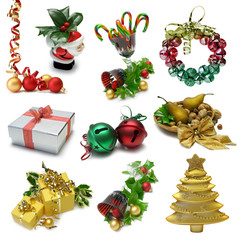 Christmas Objects sampler with clipping paths