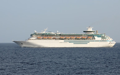 Modern ocean liner at sea side view