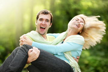 Happy couple outdoors