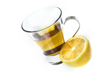 Cup of peppermint tea whit lemon