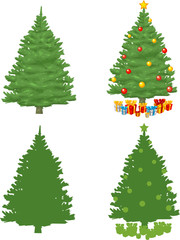 Obraz premium pine Christmas tree, including ornaments and presents