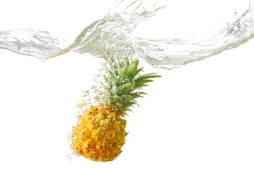 Fresh Pineapple splash in water