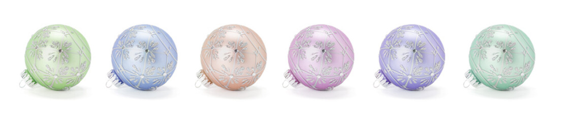 Christmas Baubles on Isolated White Background