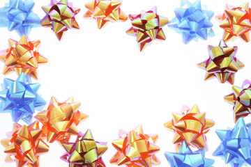 Colourful Star Bows with White Copy Space