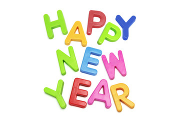 Happy New Year on Isolated White Background