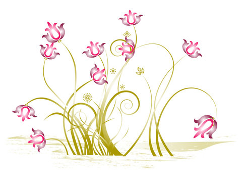 fleur mauve et rose en tige