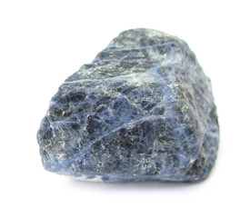 Sodalite blue mineral stone on white