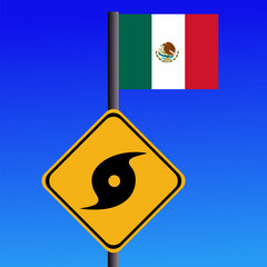 Hurricane sign and Mexican flag illustration