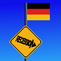 Recession warning sign and German flag illustration
