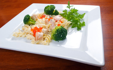 The Italian paste  with vegetable on a plate