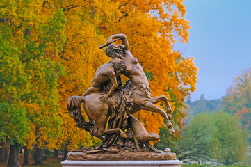 Bronze statue - Centauresse et Faune by Courtet (1849)