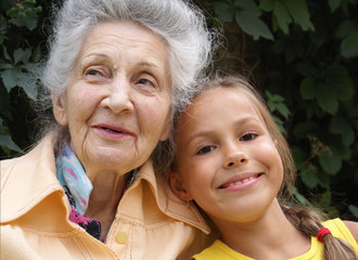 Granddaughter and her grandmother talking