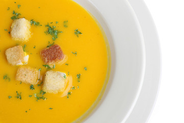 Pumpkin soup with croutons