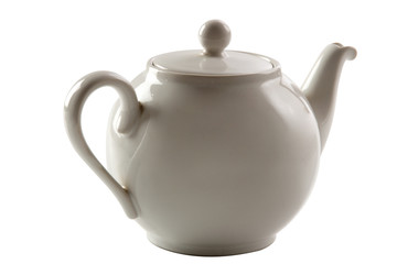 Classic white teapot isolated background