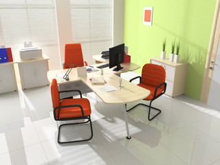 Modern interior with furniture for office