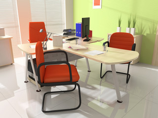 Modern interior with furniture for office