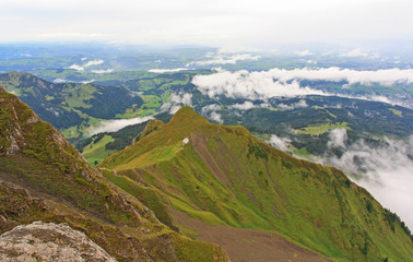 Fototapeta na wymiar The aerial view from the top of Pilatus near Lake Luzern