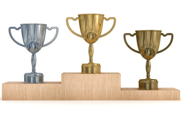 Cups for winners of competitions. 3D  image.