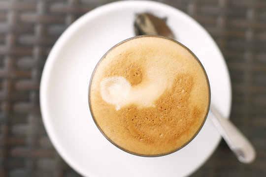 Latte on a cafe table