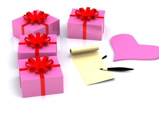 letter and gifts. 3D
