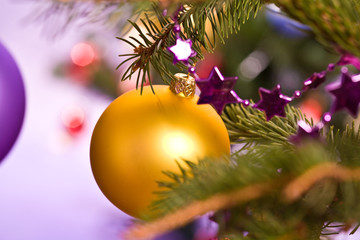 holiday series: golden christmas ball and garland